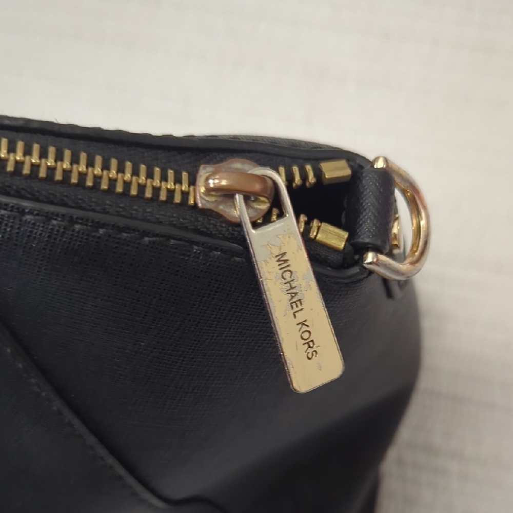 Michael Kors Black Leather Zip-Top Satchel with Gold Hardware - Picture 5 of 6